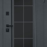 Стальная дверь "Titanium" с окном и английской решеткой (терморазрыв 3к)